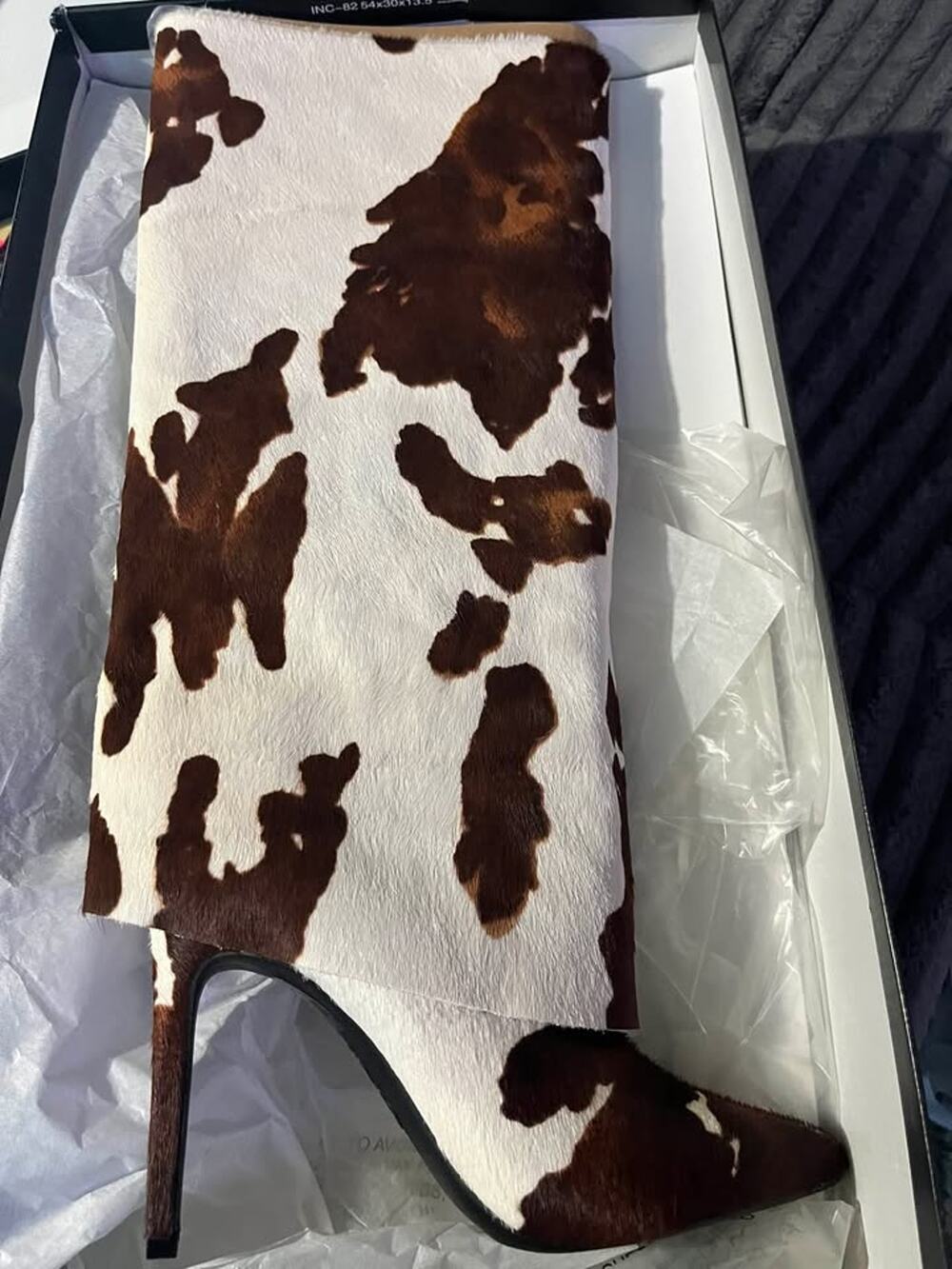 INC International Concepts Cow Print Leather Stiletto Boots 7.5